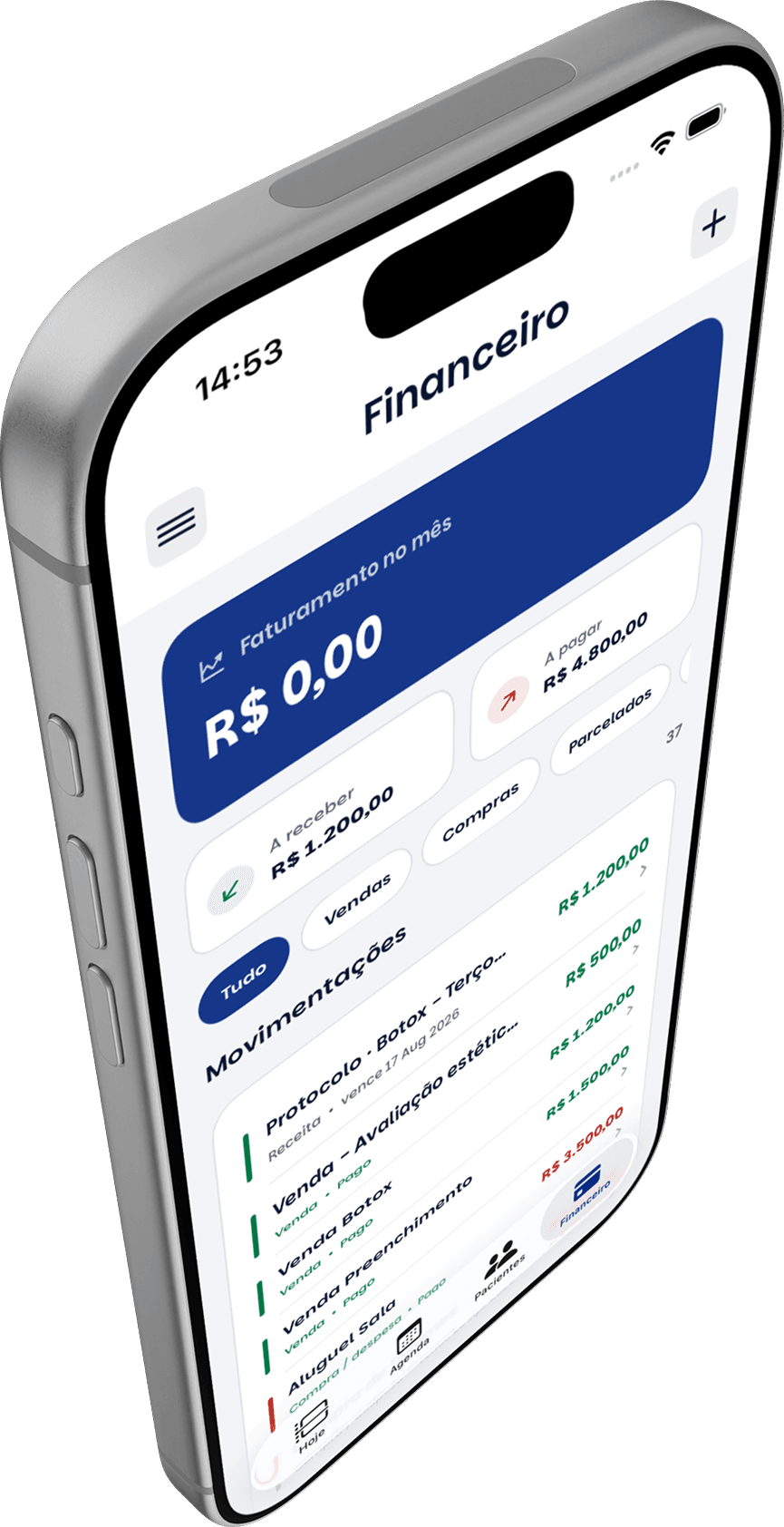 Financeiro do YouClin no iPhone